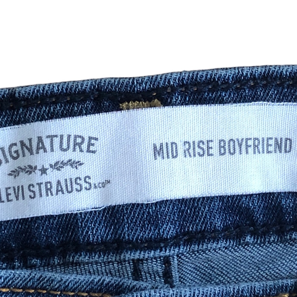 Levi’s Levi Strauss Mid-rise Boyfriend Dark Wash Distressed Denim Jeans - Picture 6 of 7